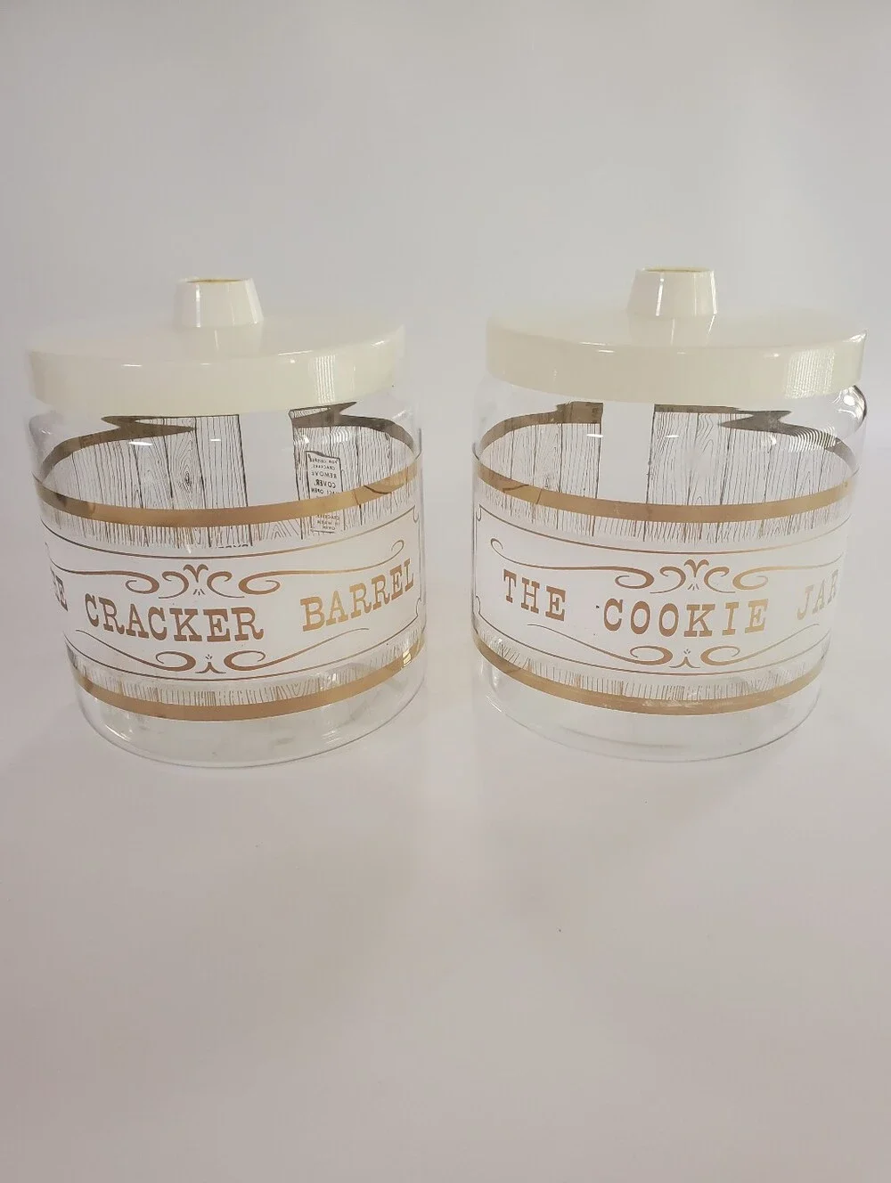 🟢 Vtg Pyrex Golden Storage Mates Cracker Barrel & Cookie Jar Canister Set MCM